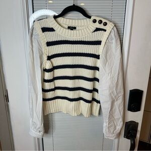 Rails Striped Sweater with Button Detail